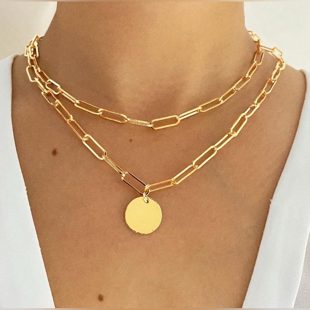 Double-Layer Mixed Coin Pendant Necklace. NWT. - Picture 3 of 4